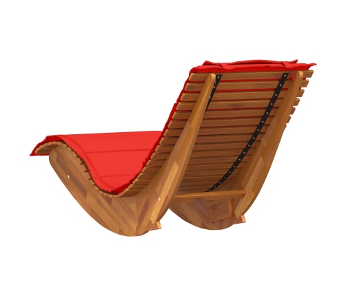 Tumbona Set de 2 Rojo Madera y Tela Estándar Plegable