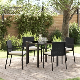 Conjunto de comedor de jardín de 5 piezas Poliratán negro