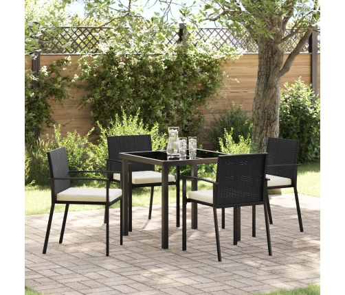Conjunto de comedor de jardín de 5 piezas Poliratán negro
