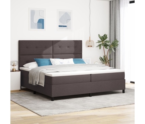 Cama Box Spring con Colchón Gris Oscuro 200x200 cm Tela