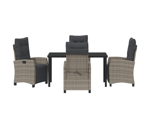 Conjunto de Comedor de Jardín de 5 Piezas Gris Ratán Poliéster