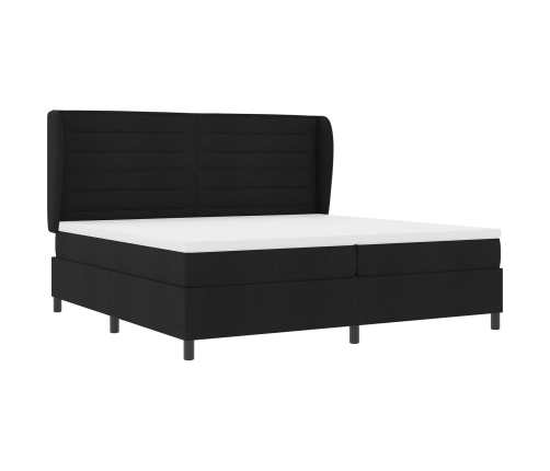 Cama Box Spring con Colchón  Negro 200x200 cm Tela
