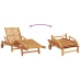 Tumbona plegable  con ruedas y cojín taupe de madera sólida de acacia