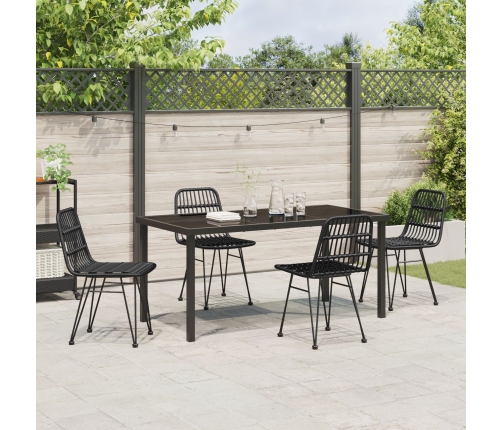 Juego de 5 Sillas de Comedor de Jardín Negras de Poliratán