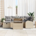 Conjunto de Sofá de Jardín de 7 Piezas con Cojines Ratán Poli Beige