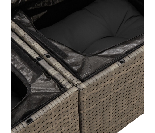 Conjunto de Sofás de Jardín 7 Piezas con Cojines Gris Polirratán Acacia