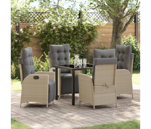 Set de 5 piezas de jardín color beige de ratán sintético