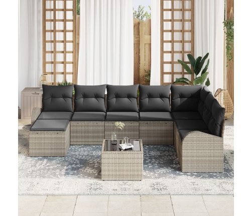 Conjunto de Sofá de Jardín  Conjunto de 9 Beige y Negro Ratan