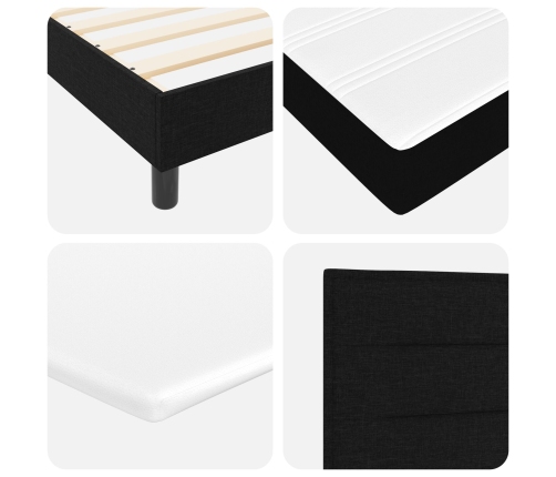 Cama Box Spring de  con Colchón Negro 100x200 cm de Tela