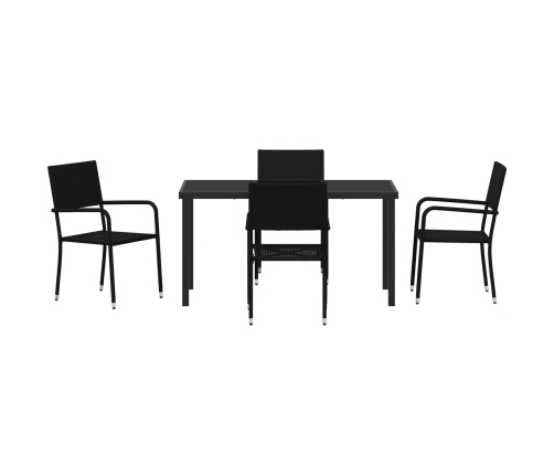 Set de Comedor Jardín  5 Piezas Negro Poliratán