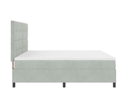 Cama Box Spring  con Colchón Gris Claro 200x200 cm Terciopelo