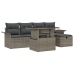 Conjunto de Sofás de Jardín  de 6 Piezas con Cojines Gris Rattan Poli