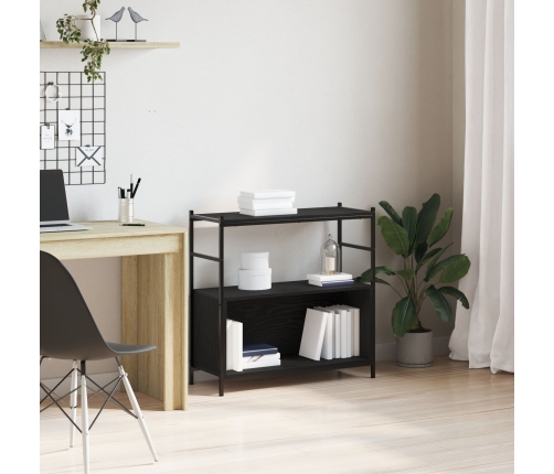 Cabinet de Libros  Negro Roble 80x30x78,5 cm Madera Ingenierada