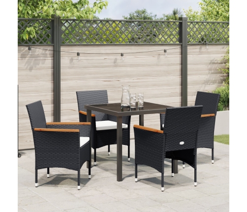 Conjunto de Comedor de Jardín  de 5 Piezas Negro de Poliratán