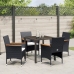 Conjunto de Comedor de Jardín  de 5 Piezas Negro de Poliratán