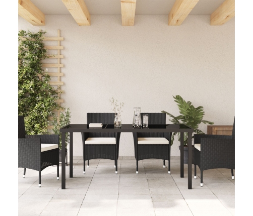 Mesa de Jardín  Negra 160x80x73 cm Vidrio Templado