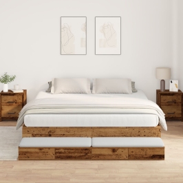 Cama con Almacenamiento  Marrón Madera elaborada 180 x 200 x 31.5 cm