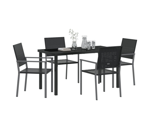 Set de 3 Negro Ratán PE y acero recubierto de polvo 54x62.5x89 cm