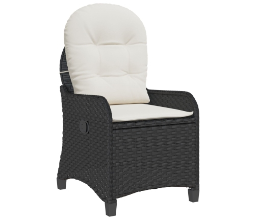 Sillón reclinable  con cojín de poliratán negro
