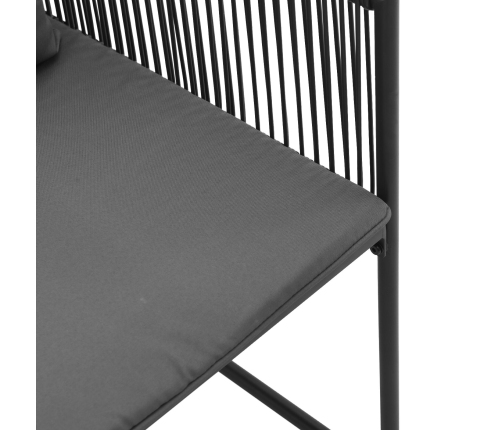 sillas de jardín  con cojines 4 pcs Rattan Poliéster Negro