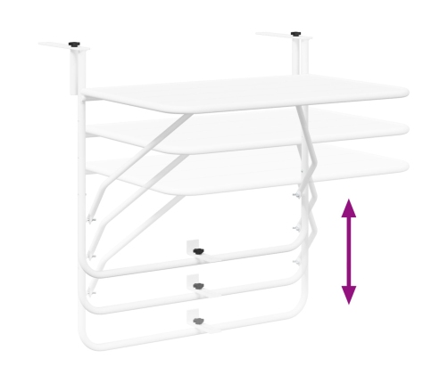Mesa de Balcón Colgante  Plegable Blanca 60x40 cm Acero