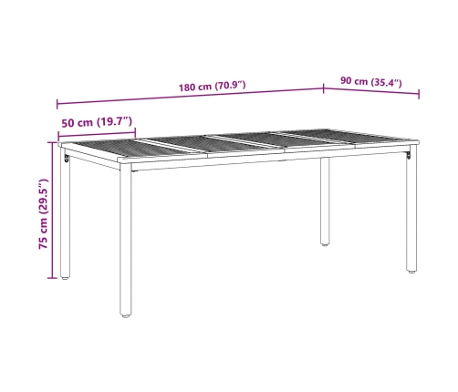 Juego de Comedor de Jardín Set de 7 Negro, Madera Natural