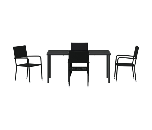 Conjunto de Comedor Jardín de 5 Piezas Black Poly Rattan