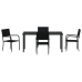 Conjunto de Comedor Jardín de 5 Piezas Black Poly Rattan