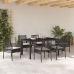 Juego de Comedor de Jardín de 7 Piezas con Cojines en Ratan Sintético Negro