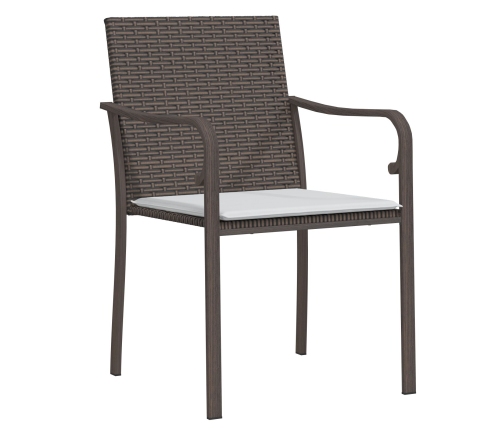 Set de Comedor para Jardín de 5 Piezas con Cojines de Poliratán Marrón