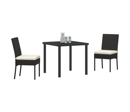 Juego de Comedor de Jardín  3 Piezas Negro Poliratán