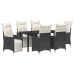 Set de Comedor de Jardín  de 7 Piezas con Cojines de Poliratán Negro