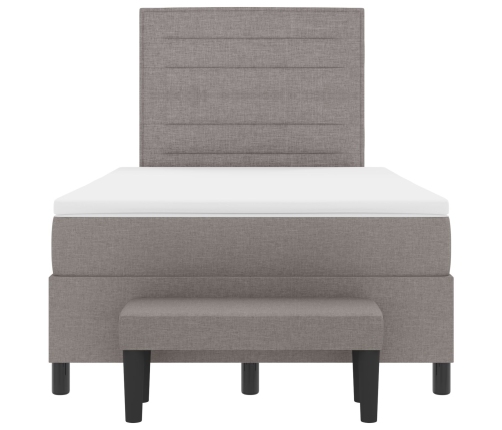 Cama con base  con colchón y banco taupe 120x200 cm de tela