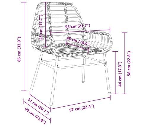 Juego de Comedor de Jardín de 7 Piezas Negro Poliratán