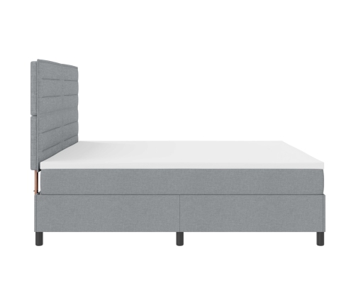 Cama con somier  con colchón y luz LED gris 200x200 cm de tela