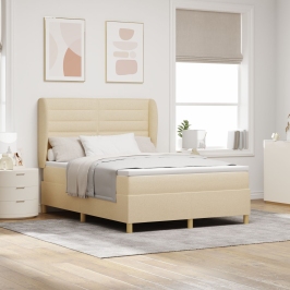 Cama con Colchón Crema 140x190 cm Tela