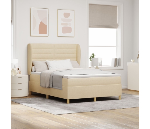 Cama con Colchón Crema 140x190 cm Tela