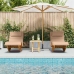 Tumbona de sol Set de 2 Beige Madera y tela tapizada Grande