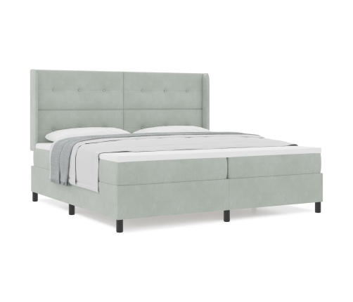 Cama con Box Spring y Colchón  Gris Claro 200x200 cm Terciopelo