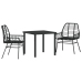 Juego de Comedor de Jardín de 3 Piezas Negro Poliratán
