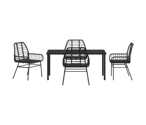 Conjunto de Comedor de Jardín  de 5 Piezas Poliratán Negro