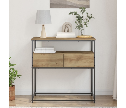 Mesa Consola  Artisan Roble 75x40x75 cm Madera Compuesta y Acero
