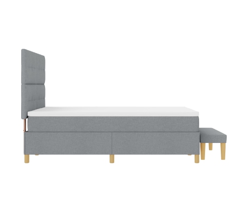 Cama con Base y Colchón y Banco Gris Claro 140x200 cm Tela