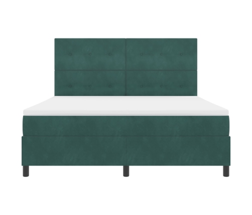 Cama con somier y colchón verde oscuro de  tamaño súper king de terciopelo