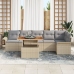 Set de Comedor de 7 Piezas para Jardín con Cojines Beige Ratán Sintético Acacia
