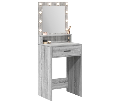 Mesa de tocador  con luces LED Gris Sonoma 50x41x135 cm