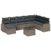 Conjunto de Sofá de Jardín  9 Piezas Gris Oscuro, Marrón