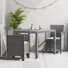 Juego de Comedor de Jardín de 3 Piezas con Cojines Gris Claro