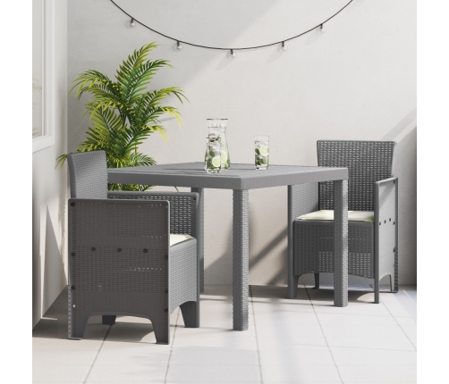 Juego de Comedor de Jardín de 3 Piezas con Cojines Gris Claro