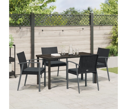 Set de 3 Negro Poliratán, acero 56.5x57x83 cm  Duradero